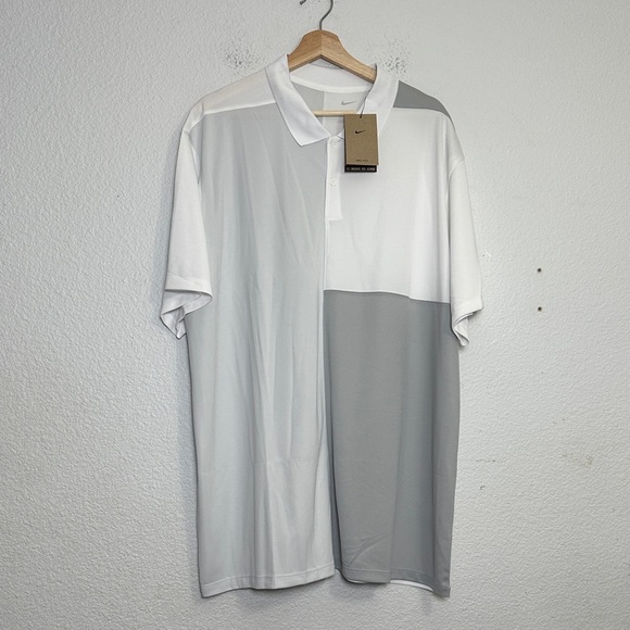 Nike Golf Polo Shirt Men’s XXL White Gray Colorblock Dri-FIT Performance Top NWT - Picture 1 of 11